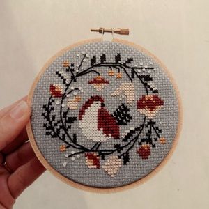 Winter bird cross stitch kit